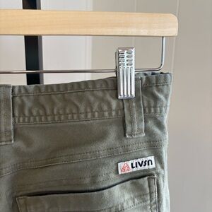 LIVSN Green Organic Cotton Blend Outdoor Chore Roll Tab Leg Pant Men 31x30 *NOTE